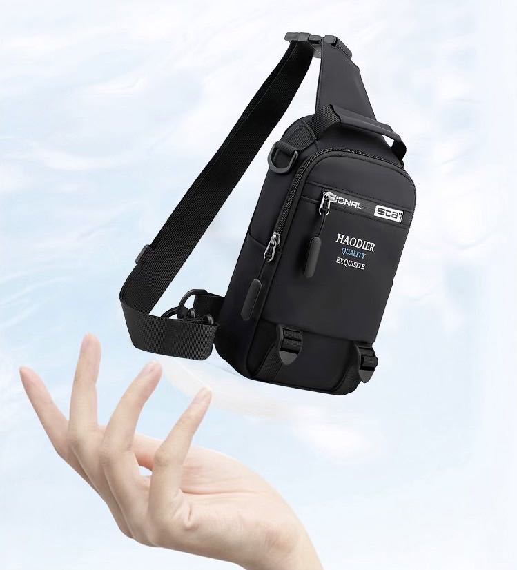 ボディバッグ ワンショルダーバッグ メンズバッグ USBポート 斜めがけ 送料無料 多機能 軽量 防水 ブラック_画像3