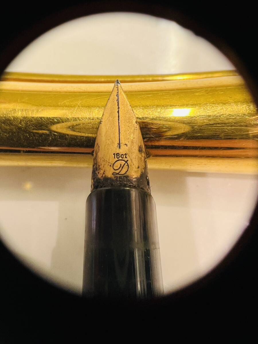 【KJ-3618TR】1円スタート S.T. Dupont 万年筆 デュポン ペン先750 ゴールドカラー 筆記未確認 動作未確認 筆記具 925 中古 ジャンクの画像6