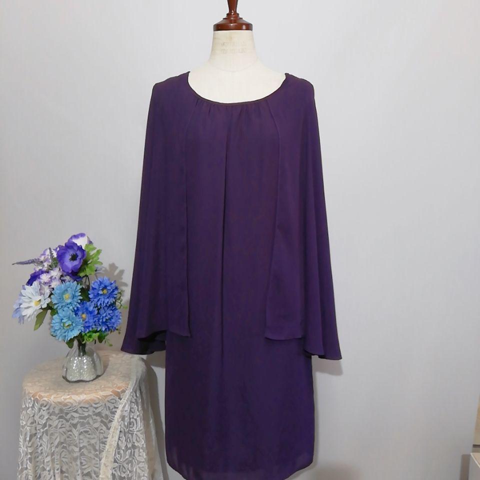 アサクラ 極上美品 ドレス ワンピース パーティー パープル色系 Fサイズの画像6