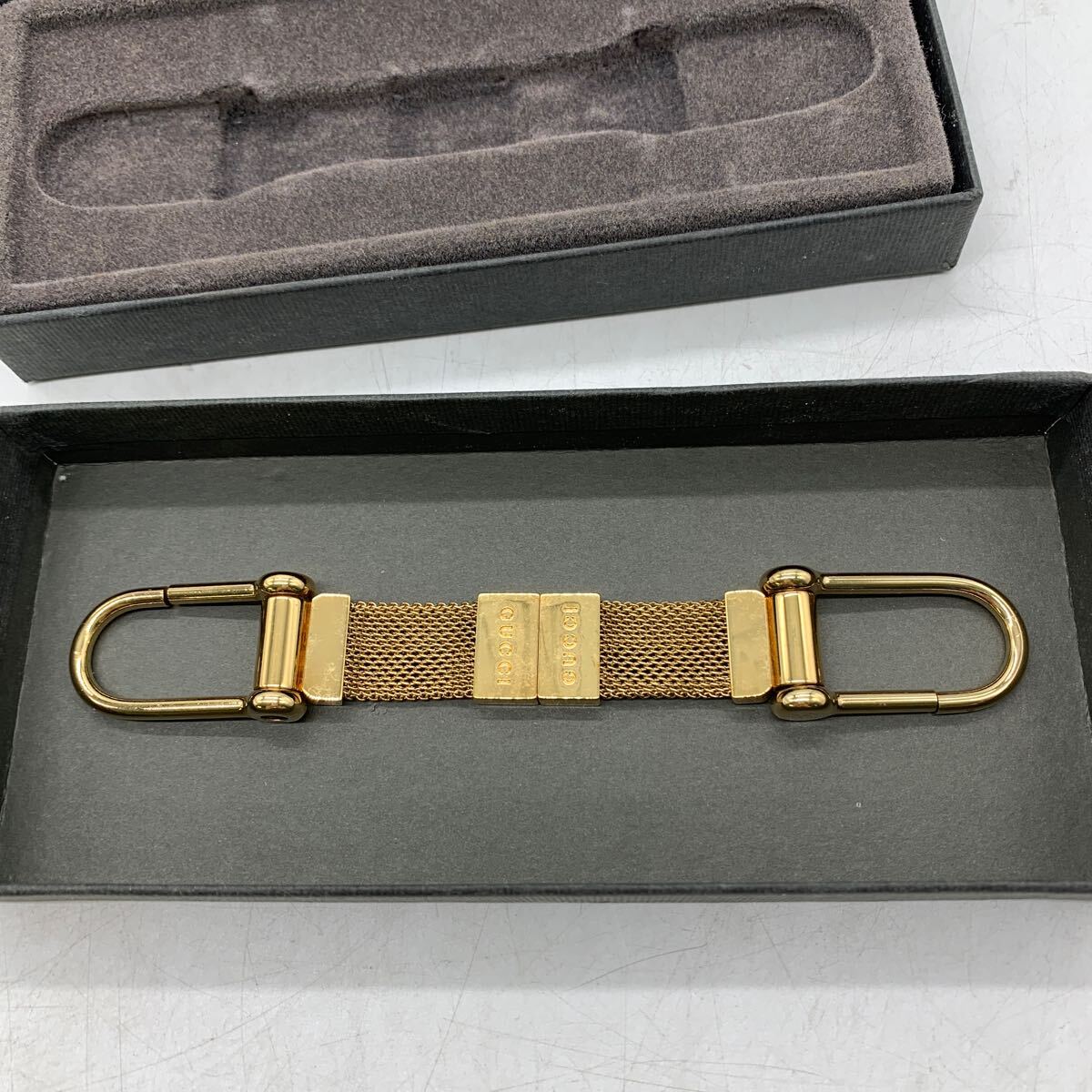 6-5-9# GUCCI Gucci kalabina брелок для ключа общая длина примерно 15cm кольцо для ключей двойной kalabina Gold цвет с коробкой Old Gucci текущее состояние товар .