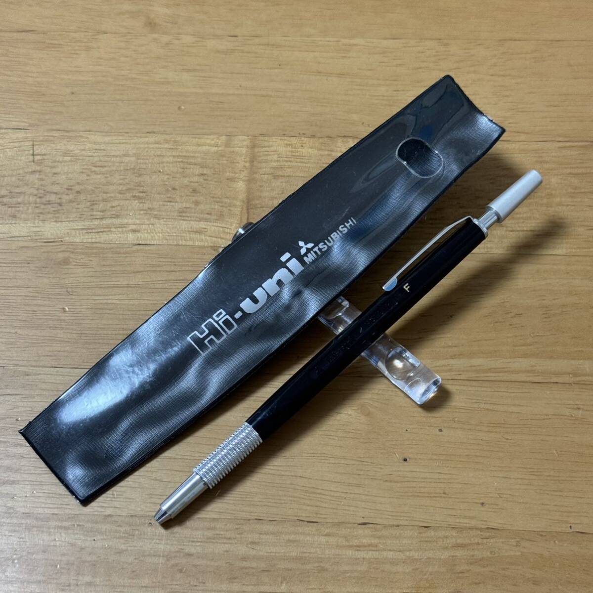 新品 廃盤 MITSUBISHI 三菱鉛筆 Uni ユニ Hi-uni ハイユニホルダー 芯ホルダー 2.0mm シャーペン F ドロップ式 製図 ケース付 昭和レトロ_画像1
