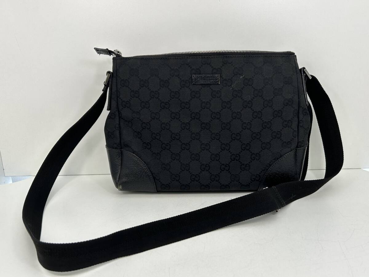 W0604-35 1794【1円スタート】 グッチ　GUCCI　GG柄　114273　キャンバス　ショルダーバッグ　ブラック　レディース_画像1