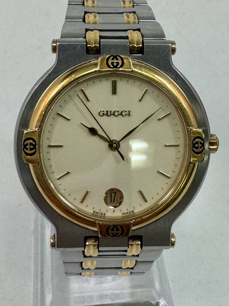 W0604-63 1855[1 иен старт ] наручные часы Gucci GUCCI 9000G раунд Date кварц мужской 