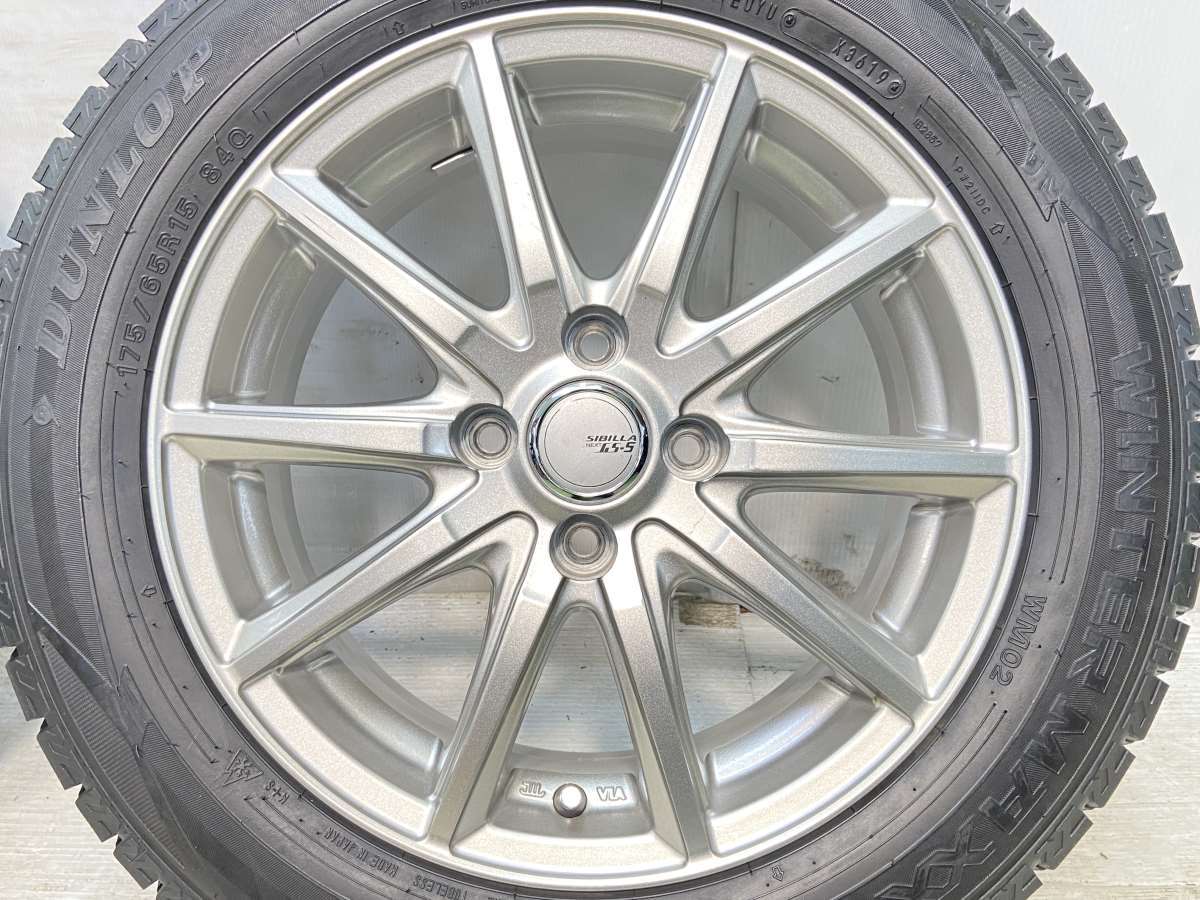 中古タイヤ スタッドレスタイヤ ホイールセット 4本セット 175/65R15 　 SIBILLA 15x5.5 42 100-4穴 ダンロップ ウィンターマックス WM02_画像4