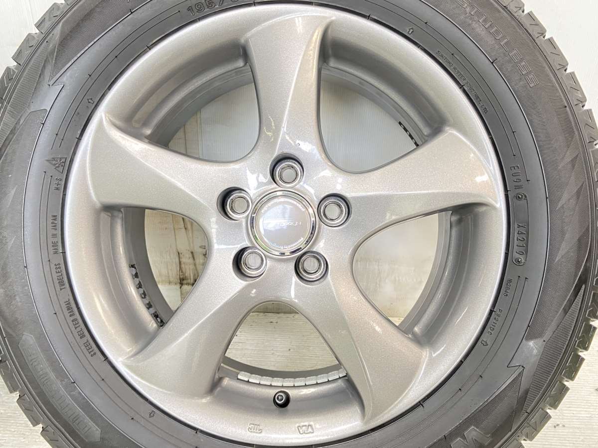 中古タイヤ スタッドレスタイヤ ホイールセット 4本セット 195/65R15 トップラン 15x6.0 43 100-5穴 DUNLOP ウィンターマックス WM02_画像4