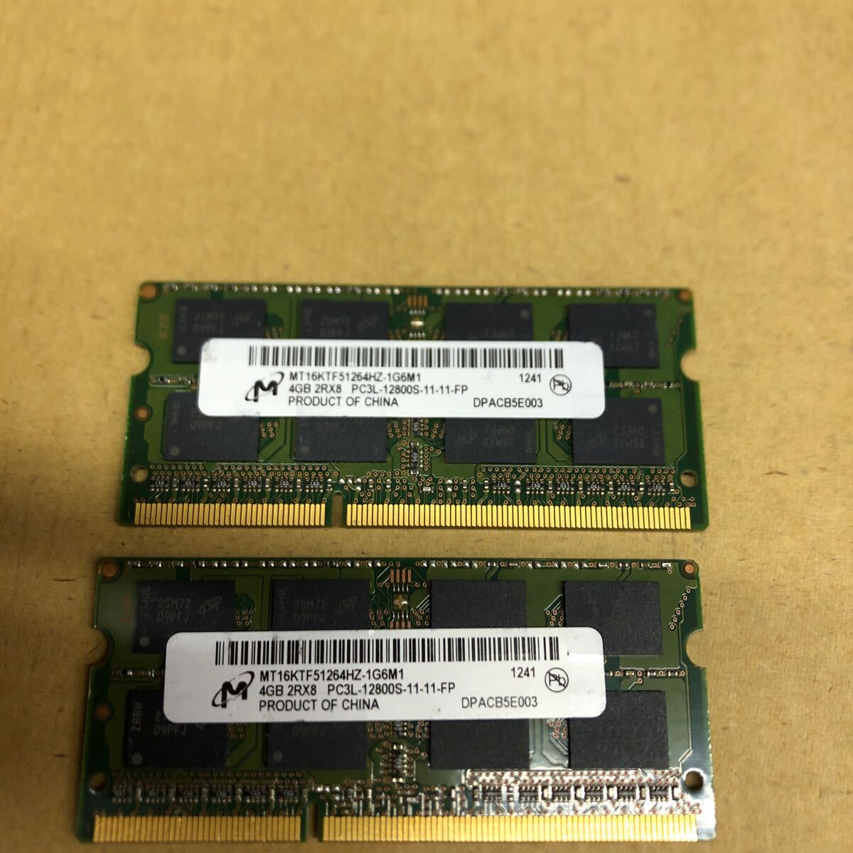 Micron Technology製 PC3L-12800S 2Rx8 4GBノートPC用 メモリ 4GB×2枚組=8GB @-2_画像1