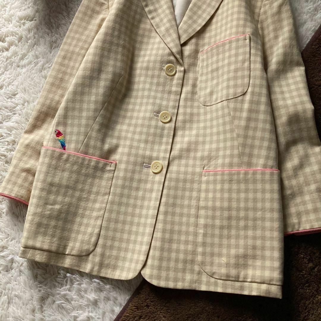 ポールスミス ギンガムチェック スカートスーツ 花鳥刺繍 ポールスミス ギンガムチェック スカートスーツ 花鳥刺繍