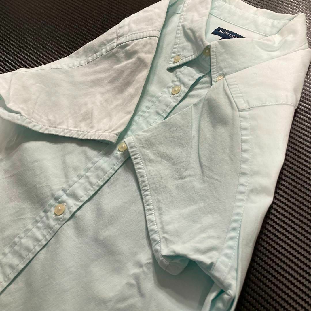 ラルフローレン　半袖BDシャツ　ブラウス　ストレッチコットン　ロゴ刺繍　水色　キッズ160　レディースS相当　RALPH LAUREN