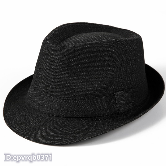 ２点セット ソフト帽 新品 ジャズハット デニムキャップ 紳士 帽子 中折れハット サイズ 56-58センチ 黒/ネイビー_画像2