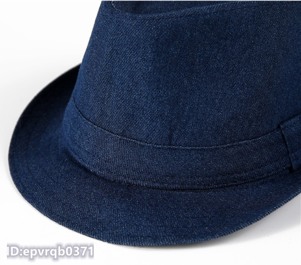 ２点セット ソフト帽 新品 ジャズハット デニムキャップ 紳士 帽子 中折れハット サイズ 56-58センチ 黒/ネイビー_画像7