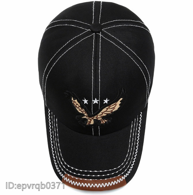 野球帽 ゴルフキャップ メンズ キャスケット 新品 刺繍イーグル 帽子 紳士 アウトドア フリーサイズ 調節可能 /黒_画像5