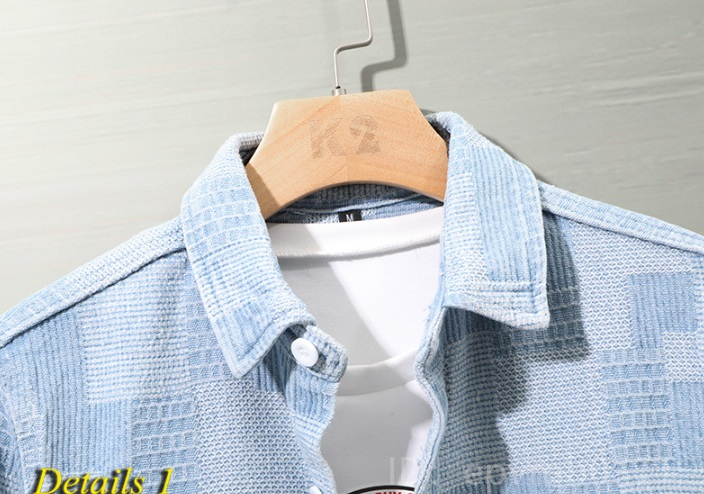 デニムジャケット 新品 上質 メンズ ジージャン 長袖 チャック柄 折り襟 シャツ 紳士 トップス サイズ選択可能 青/XLサイズ_画像3