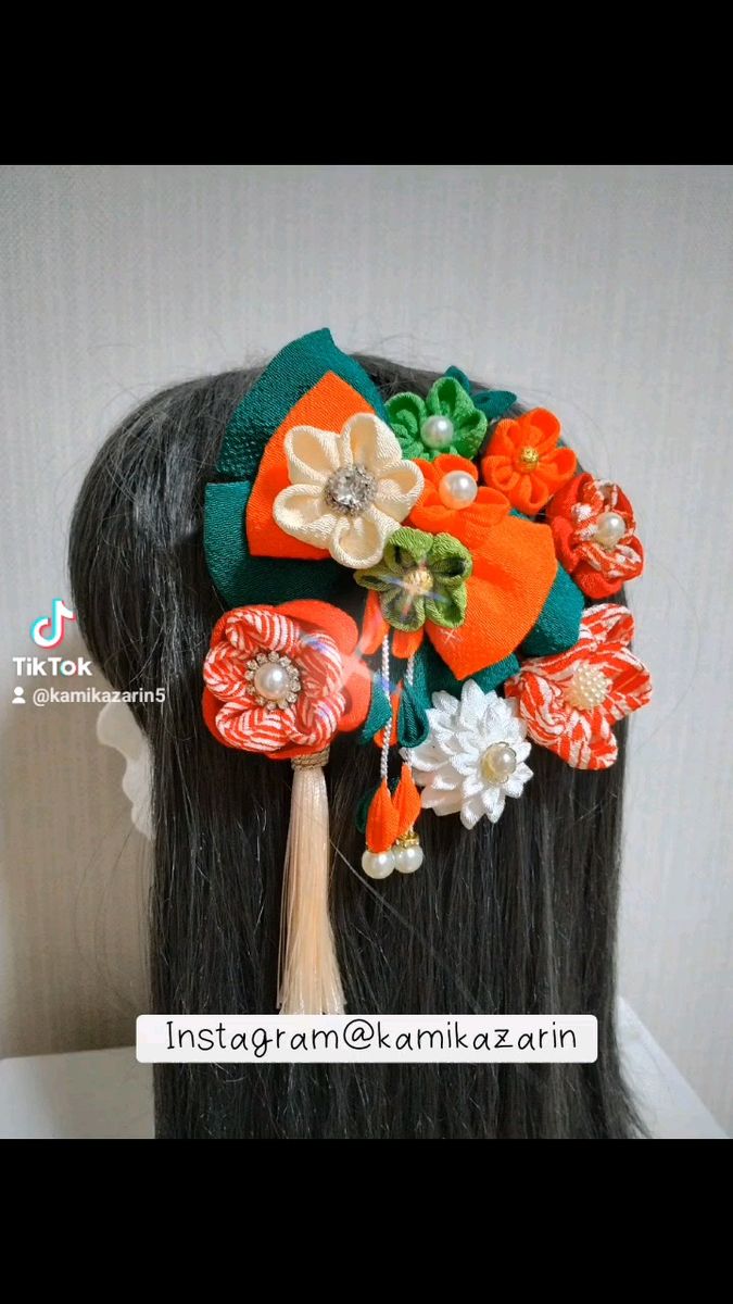 購入可能商品 髪飾り 髪飾り緑 リボン 成人式髪飾り 卒業式髪飾り 七五三髪飾り つまみ細工髪飾り つまみ細工 ちりめん細工
