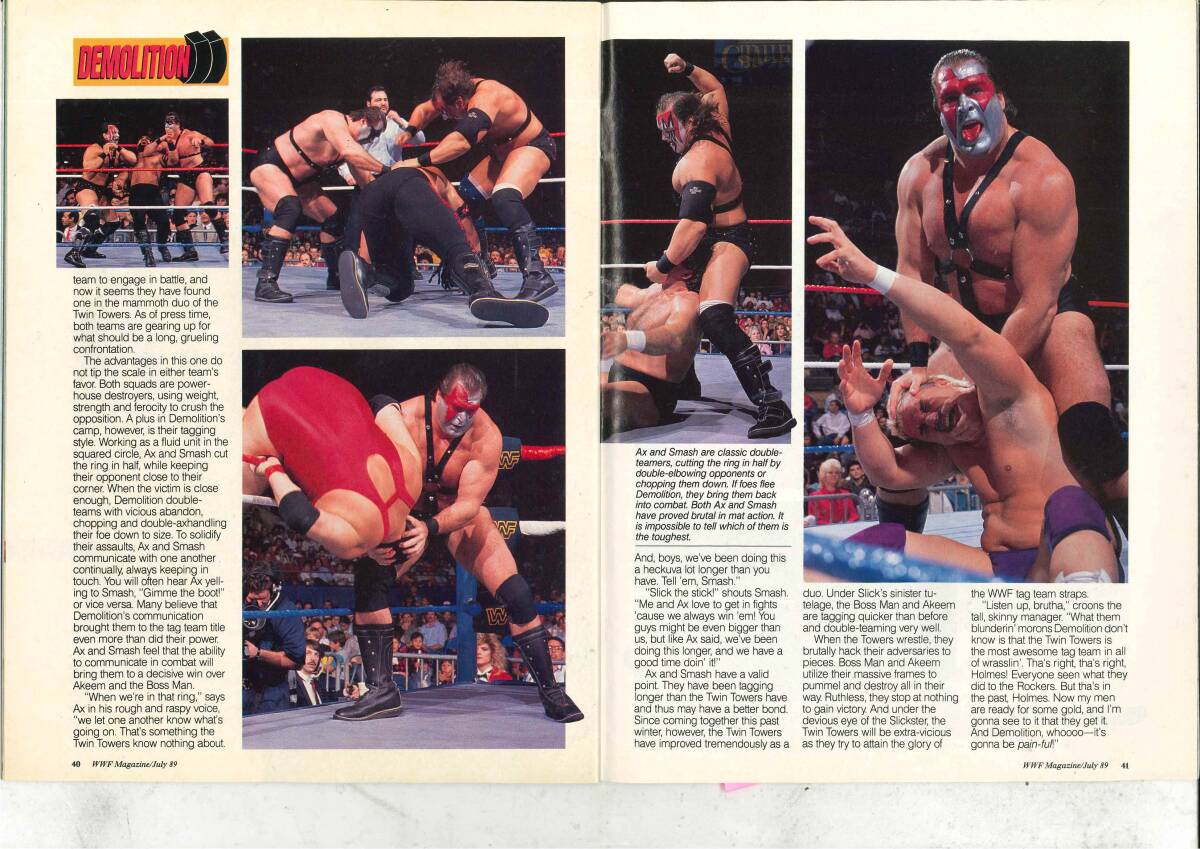 WWF　マガジン　1989年8月号　アメリカンプロレス　Hホーガン　Uウォリアー　Rルード　デモリッションズ　Aジャイアント　輸入品　_画像5