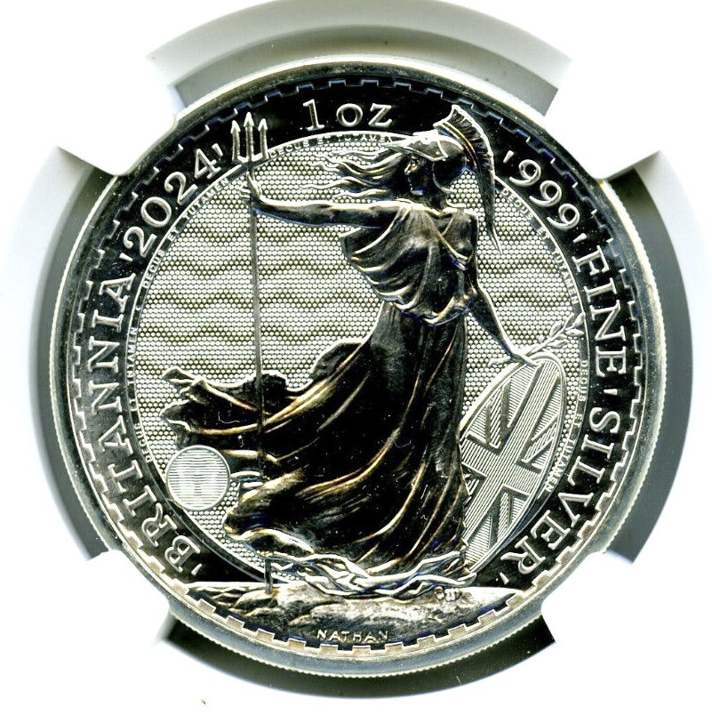 ★★ イギリス 2024年 ブリタニア 2￡ 1oz.999銀貨 NGC MS69 First Releases　★★_画像3