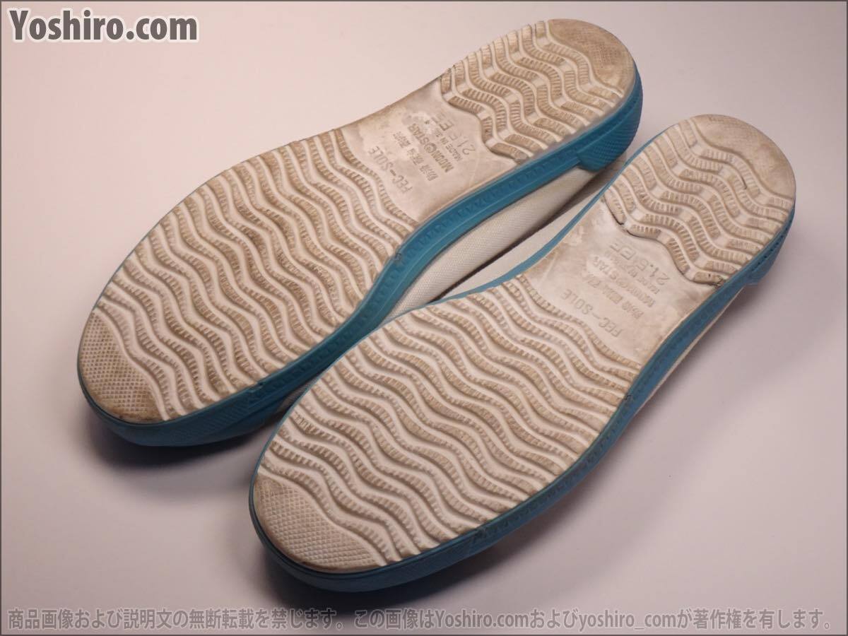  tube KS124* used /21.5cm EE(2E)* moon Star MoonStar indoor shoes on shoes . inside put on footwear white + light blue + white bottom Tef* cloth / made in Japan / girl 