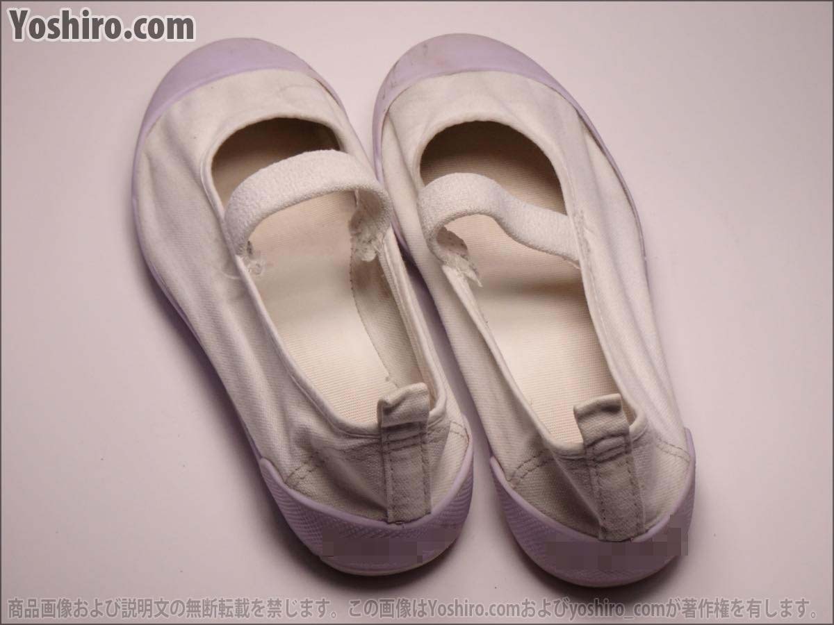  труба KS122* б/у /22.5cm EE(2E)* moon Star MoonStar сменная обувь сверху обувь . внутри надеть обувь белый + лиловый + белый низ * ткань / сделано в Японии / девочка 