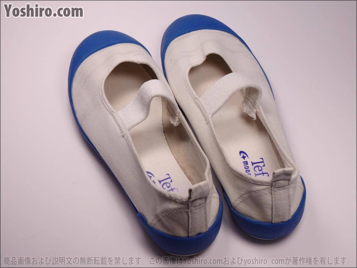  tube KS064* used /21.5cm EE(2E)* moon Star MoonStar indoor shoes on shoes . inside put on footwear white + blue + white bottom Tef* cloth / made in Japan / girl 