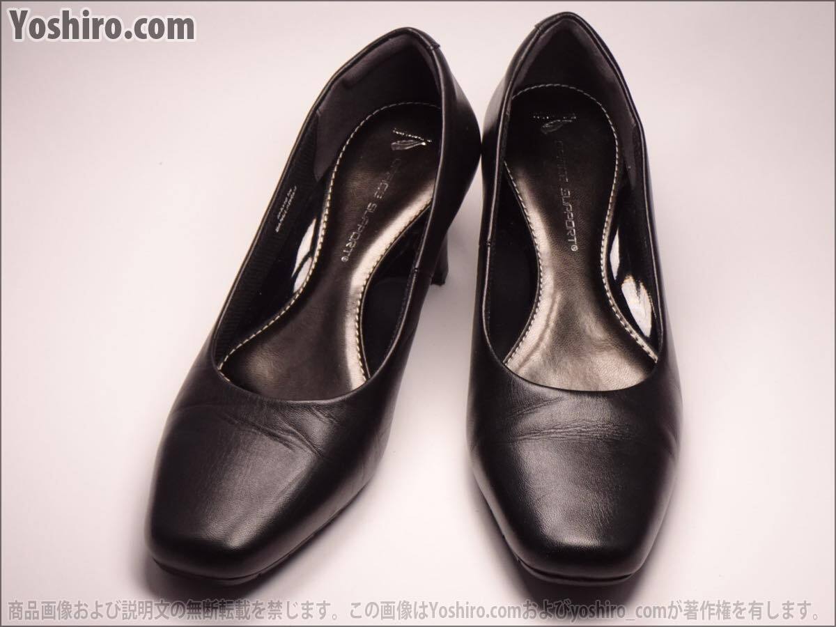  tube LS108* used /23cm EEE(3E)* office support OfficeSupport plain pumps black formal 684009* original leather /../ heel 5.5cm