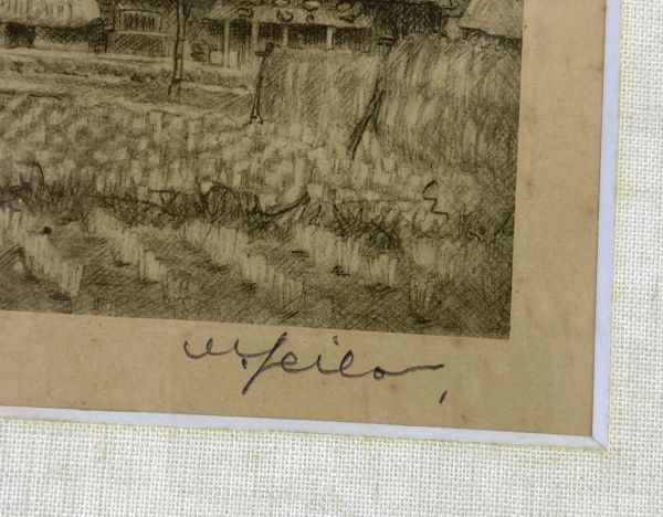 【模作】ウィリー・ザイラー「風景（仮題）」 銅版画 英国人画家 風景画 willy seiler 版画 鉛筆サイン 額入y12357500_画像4