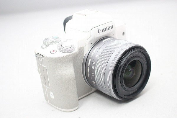 良品 Canon キヤノン EOS Kiss M ホワイト 15-45mm レンズキットの画像4