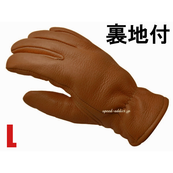 CHURCHILL GLOVE 裏地付 TAN L/チャーチルグローブタン茶色brownシンサレート100g裏地付バイク用手袋レザーグローブ鹿革本革防寒thinsulate_画像1