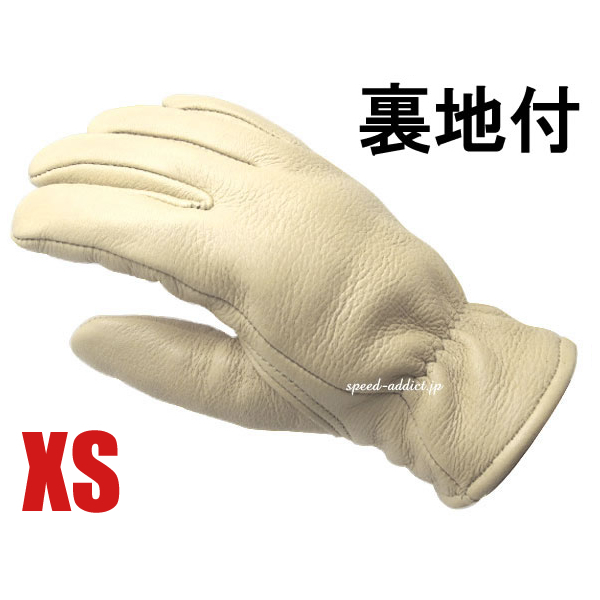 CHURCHILL GLOVE 里地付 CREAM XS/チャーチルグローブクリーム白whiteシンサレート100g里地付バイク用手袋レザーグローブ鹿革本thinsulate