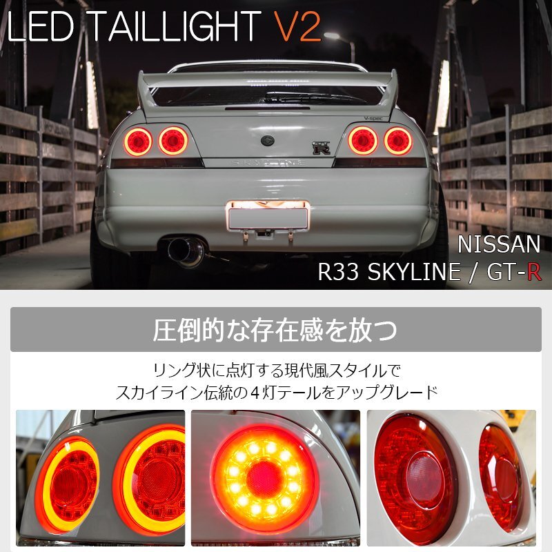 新商品 R33 スカイライン GTS GT-R LED テールランプ チューブ ファイバー ENR33 ECR33 ER33 HR33 BCNR33 前期 後期 新品 ライト 78WORKS_画像2