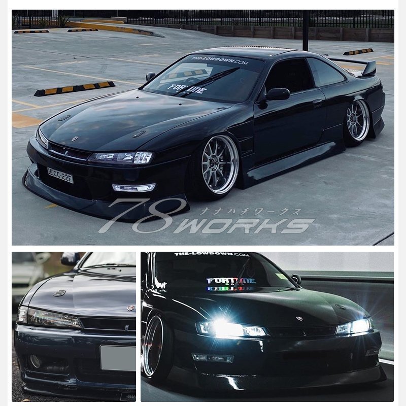 S14 CS14 シルビア ブラック 後期 ヘッドライト クリスタル クリアー レンズ ランプ 社外 US 240SX 外装 パーツ 新品 角目 左右 78WORKS_画像7