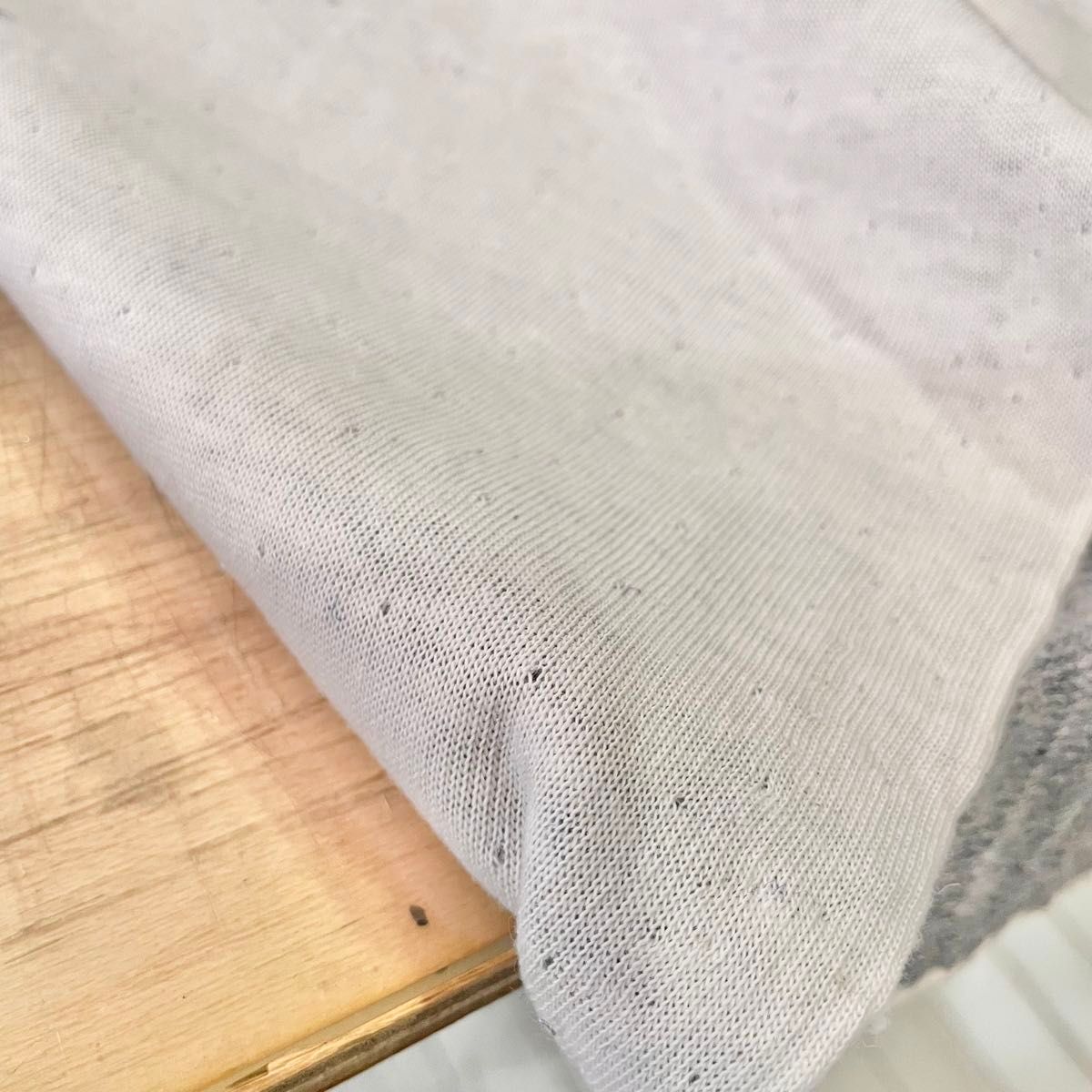 接結リネンニット メランジブルー 102cm巾×1m 麻ニット