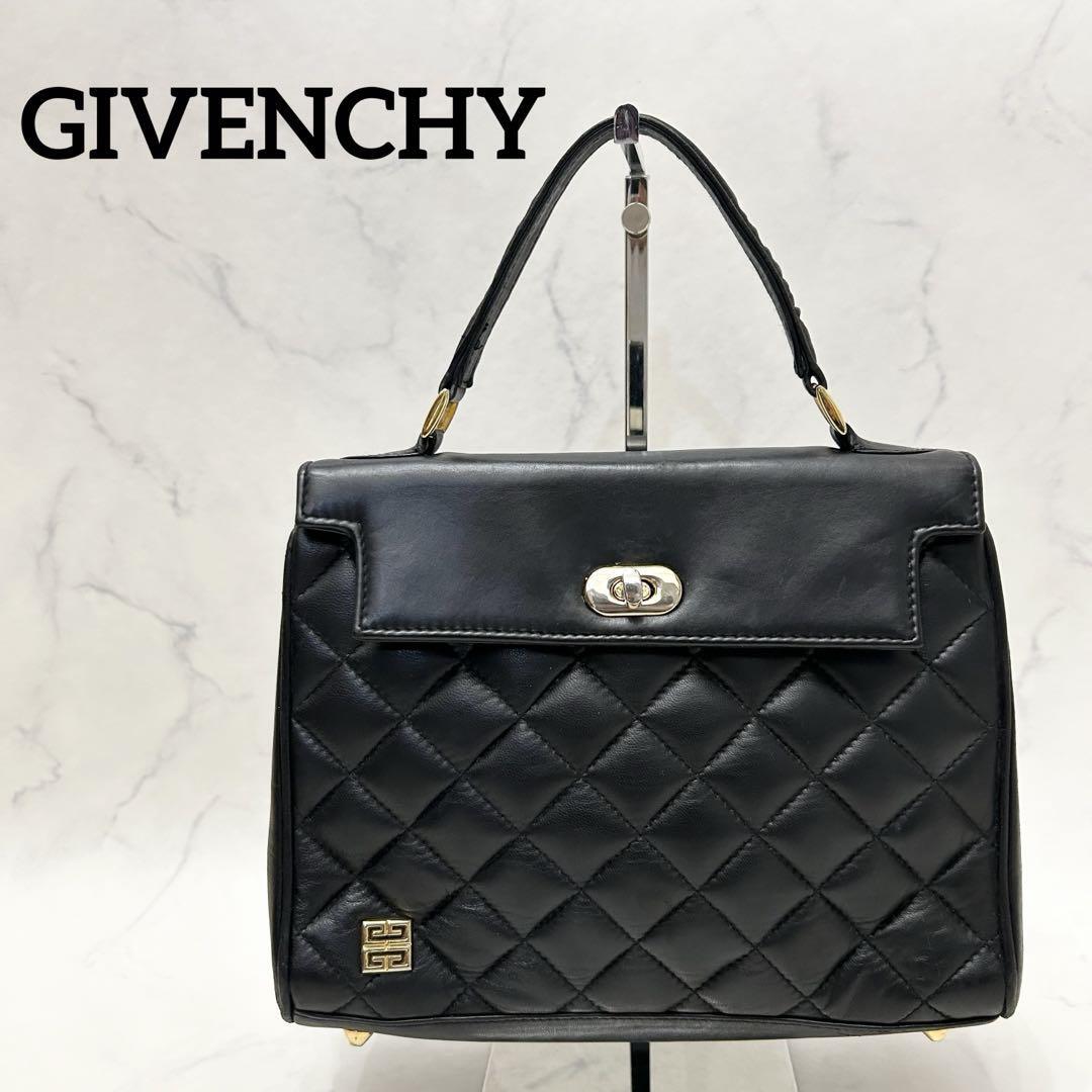 美品 GIVENCHY ジバンシー　ハンドバック　キルティング　ブラック レザー 黒 ブラック ロゴ _画像1