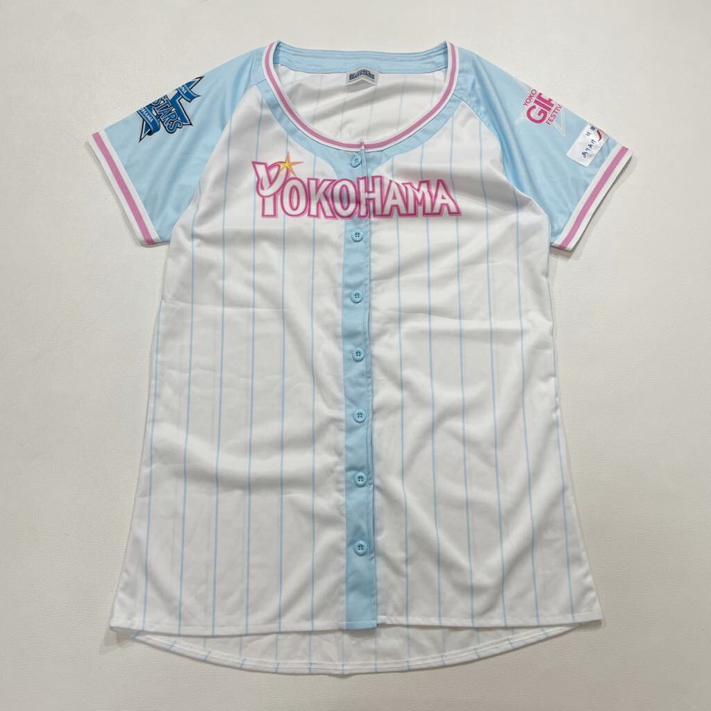 275 美品 プロ野球 横浜DeNA ベイスターズ YOKOHAMA GIRLS FESTIVAL 2015 ユニフォーム ベースボールシャツ 半袖 BAYSTARS 40514G_画像1