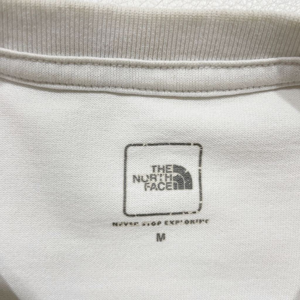 65 THE NORTH FACE ザノースフェイス クルーネック 半袖 Tシャツ サイズM ビッグロゴプリント アウトドア キャンプ ホワイト 白 40420B_画像3