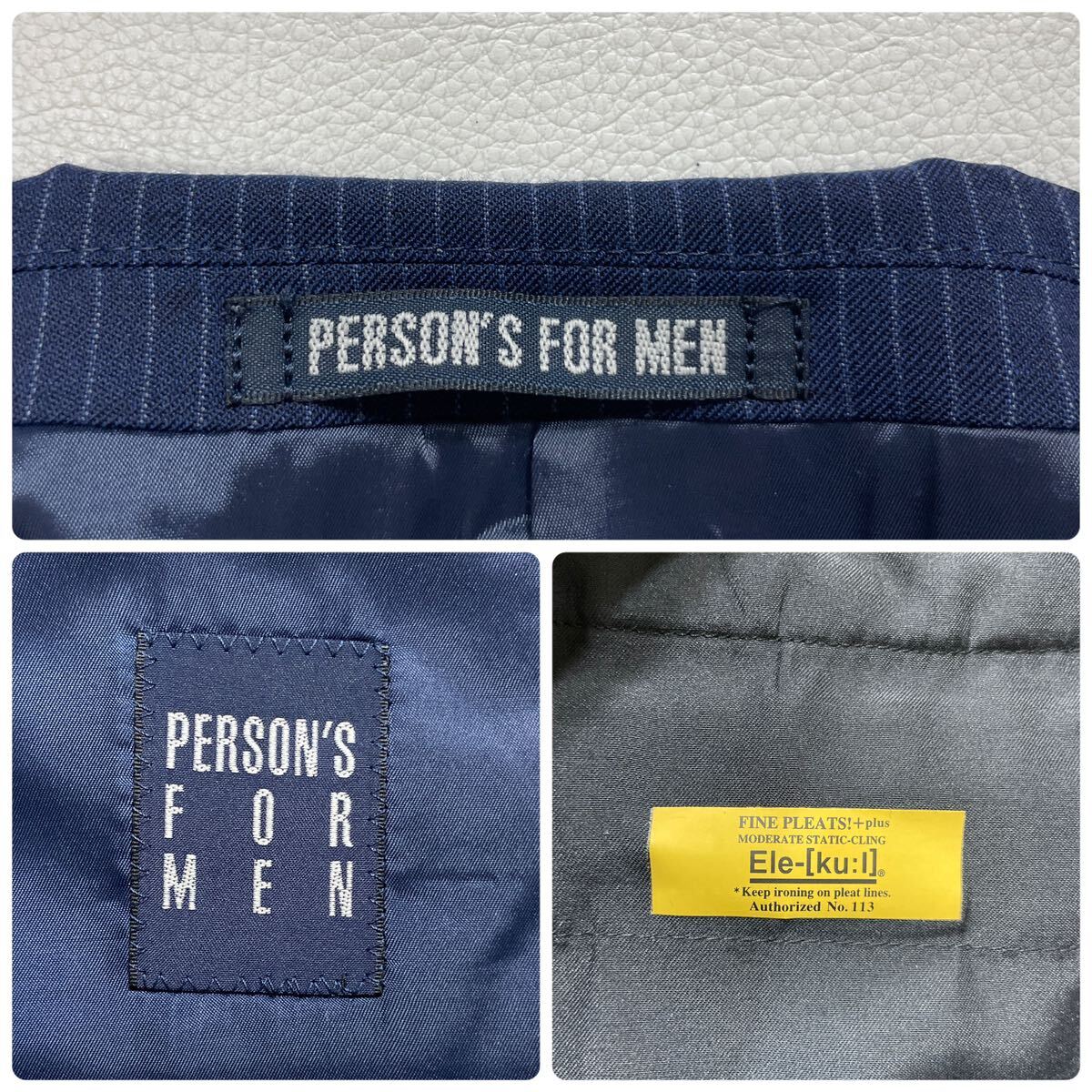 301 美品 PERSON'S FOR MEN ストライプ スーツ セットアップ サイズAB6 2Bジャケット テーラード スラックス ビジネス オフィス 40514U_画像7