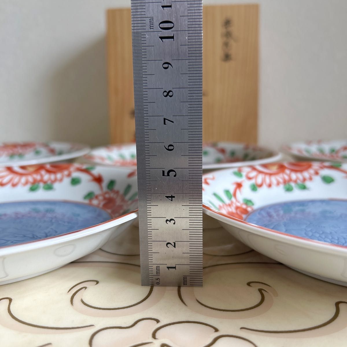 たち吉 赤絵 染付花鳥彫 中皿揃 5枚セット 和皿 和食器 橘吉 古 たち吉 赤絵 染付花鳥彫 中皿揃 5枚セット 和皿 和食器 橘吉 古