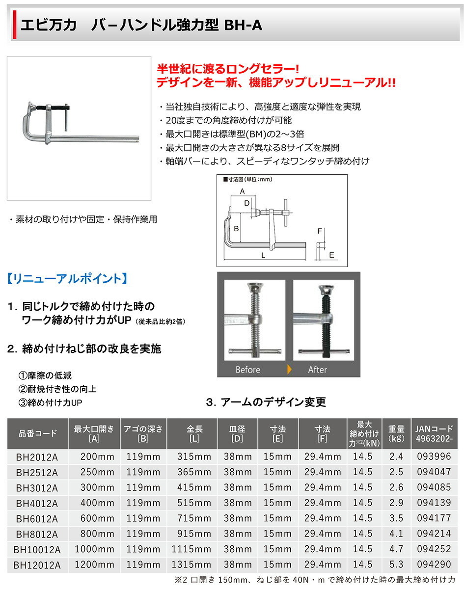 ★ポイント２倍★〈ロブテックス〉エビ万力　バ－ハンドル強力型 BH-A　BH6012A_画像2