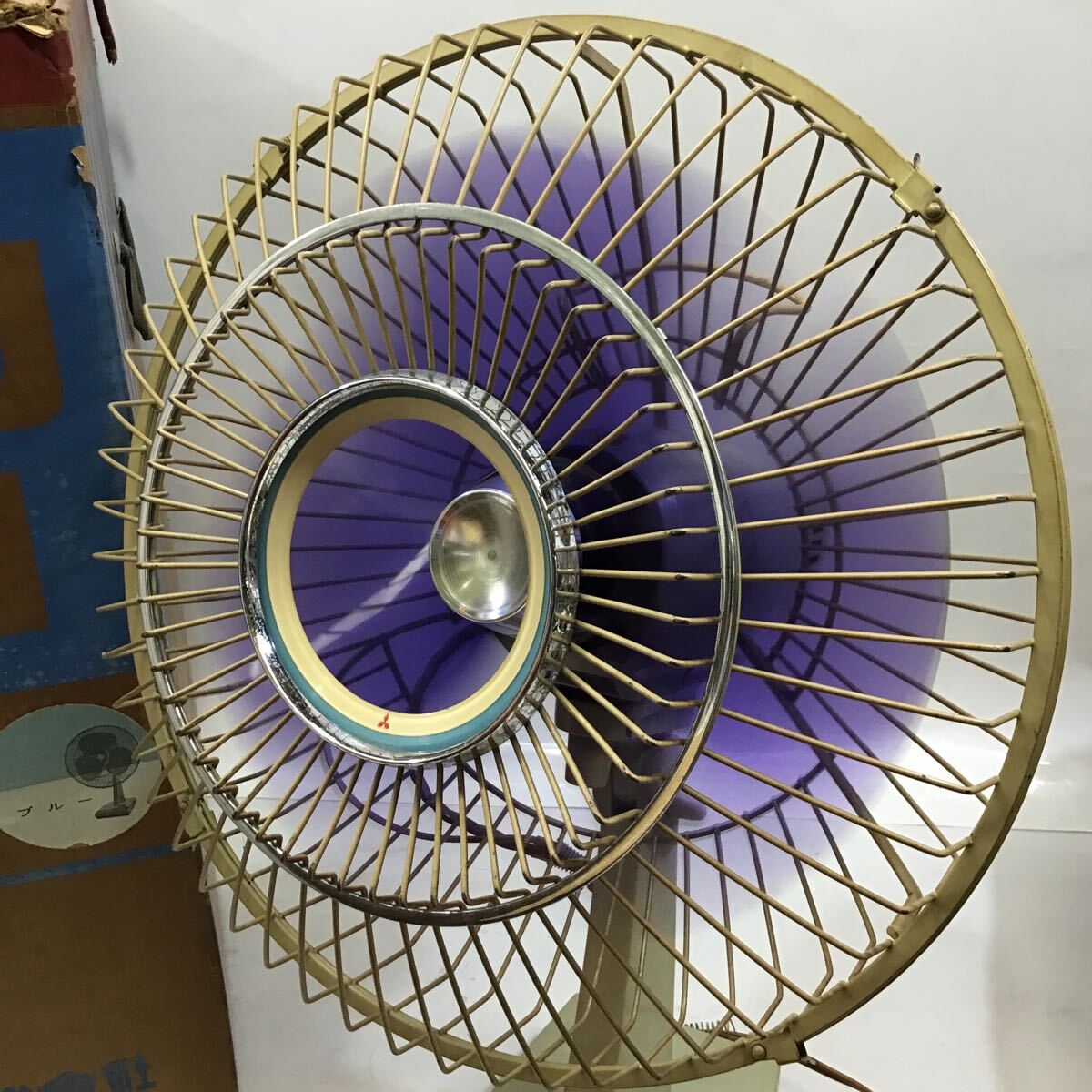 三菱 30cm標準扇 扇風機 昭和レトロ アンティーク ブルー MITSUBISHIの画像2