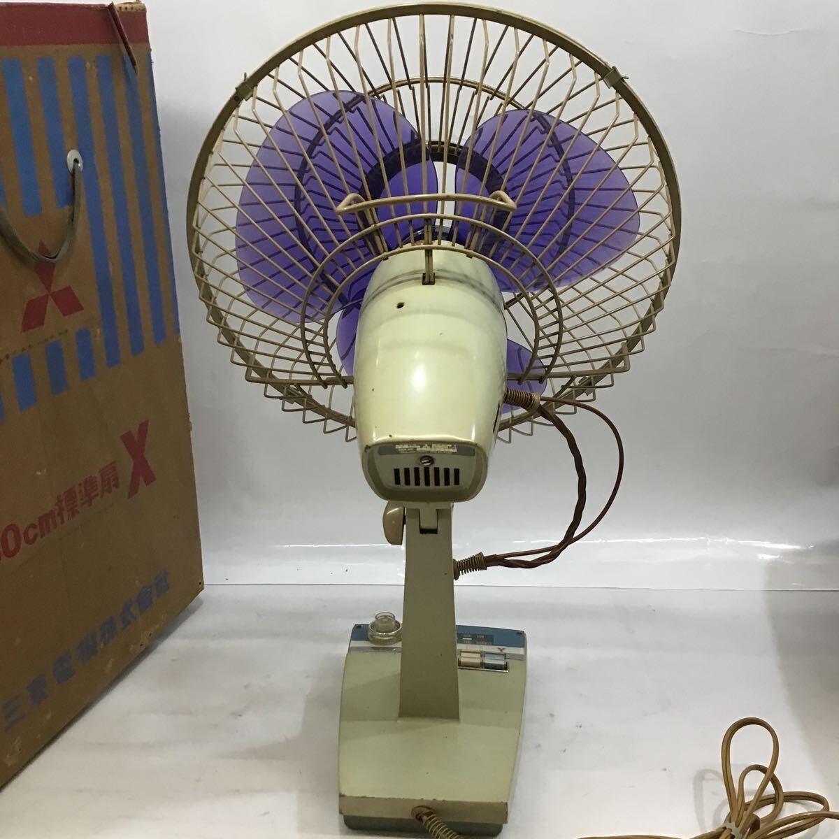 三菱 30cm標準扇 扇風機 昭和レトロ アンティーク ブルー MITSUBISHIの画像5