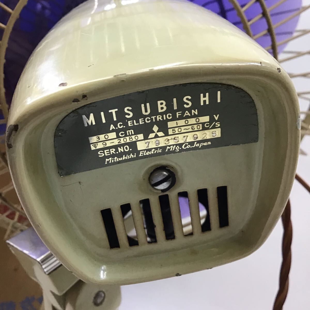 三菱 30cm標準扇 扇風機 昭和レトロ アンティーク ブルー MITSUBISHIの画像9