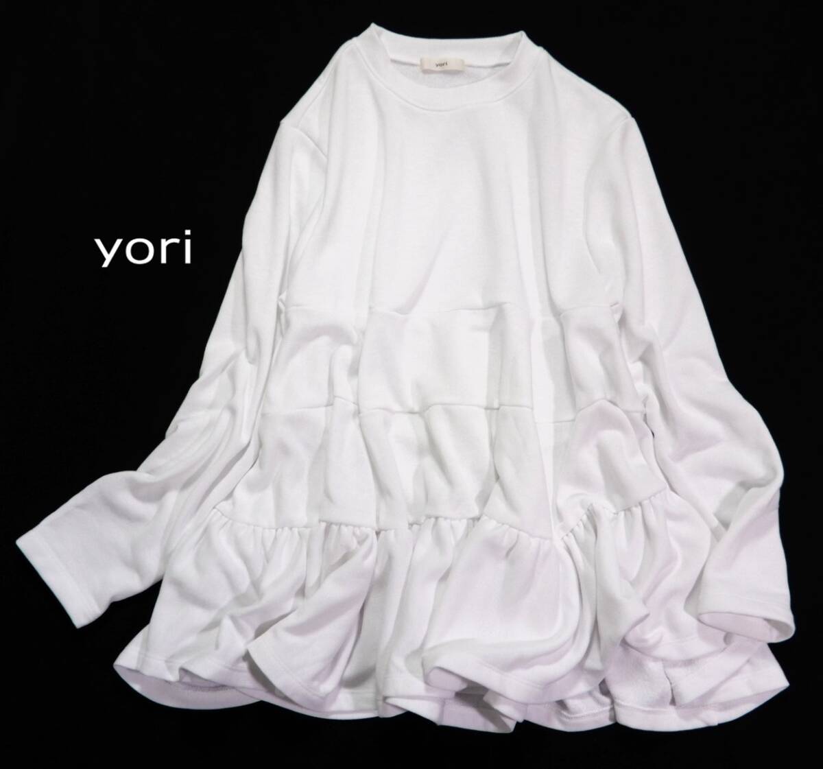 yoriyoli lavatory possibility A line flair sweatshirt pull over reverse side wool tia-do frill cut and sewn F