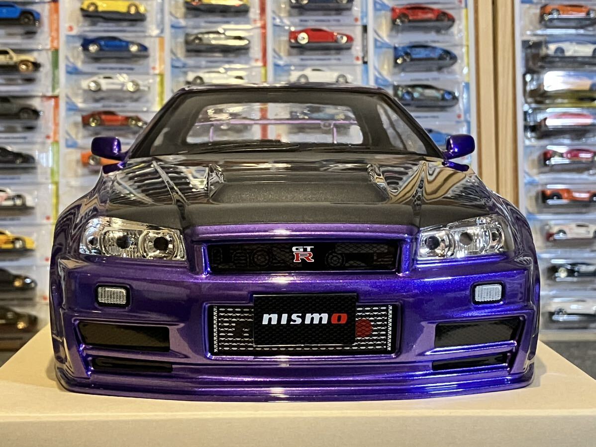 タミヤラジコン日産スカイラインGT-R R34 塗装済 スペアボディメタリックパープル_画像2