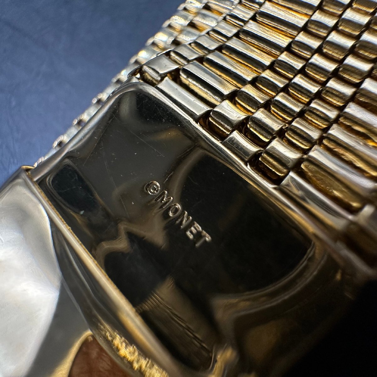 q384 美品 ヴィンテージ MONET モネ ネックレス ペンダント チョーカー ゴールド系の画像8