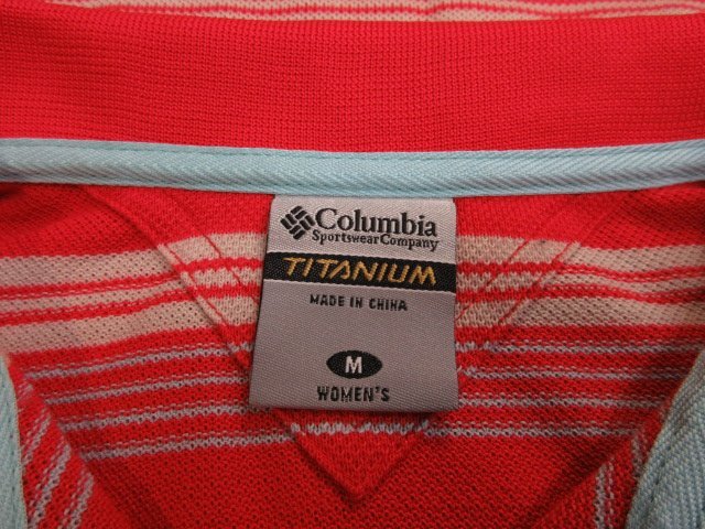 y9605 未使用保管品 Columbia 半袖 ポロシャツ レディース M レッド　ボーダー　 コロンビア TITANIUM チタニウム_画像6