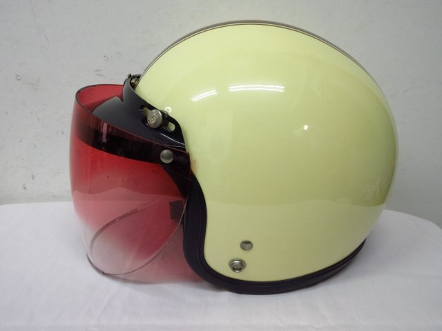 t5640　TNK　BIKERS　レディース　ジェットヘルメット　シールド付　BJ-6L　54-56cm　バイクヘルメット　アイボリーｘブラウン系_画像2
