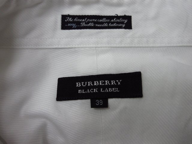 t5670　洗浄済　バーバリー　ブラックレーベル　メンズ　長袖シャツ　トップス　三陽商会　日本製　綿100％　ホワイト　サイズ39　BURBERRY_画像4