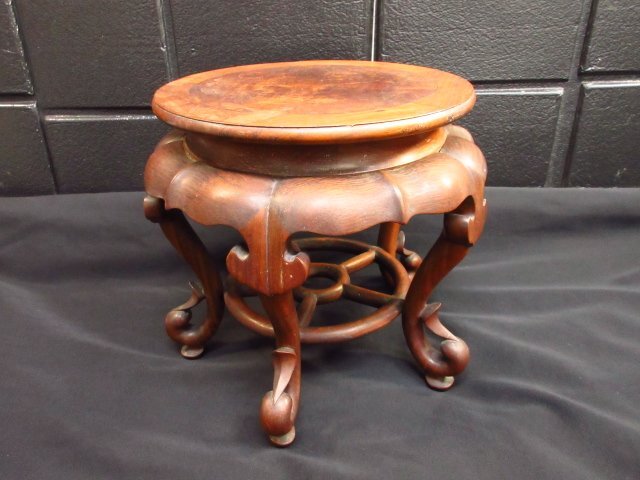 m5749 wooden stand for flower vase with legs pcs etc. interior / entranceway another tree carving skill antique . atmosphere. interior height approximately 23cm upper part diameter approximately 22cm