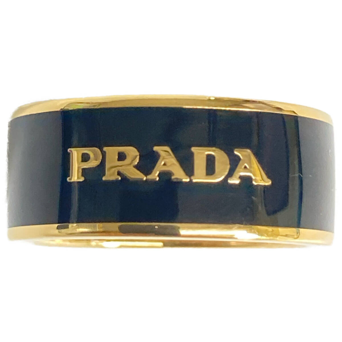 【美品】PRADA プラダ ブラック/ゴールド 1IA016_2BA6_F0J05 ロゴ エナメルメタル リング・指輪 11の画像2