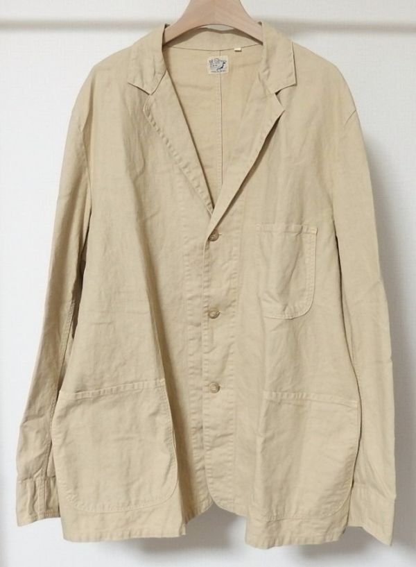 or slow orslow オアスロウ Cotton Linen Tailored Collar Work Jacket コットン リネン テーラード カラー ワーク ジャケット 3_画像1