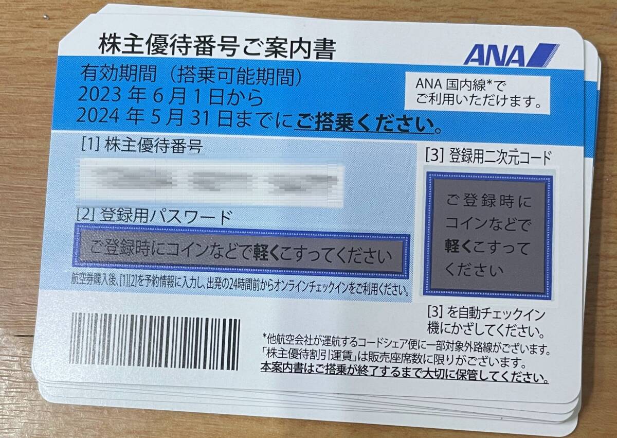 全日空 株主優待券　ANA 2024/5/31　コード送信のみ　本日18時までなら直ぐに送信できます　9枚有り_画像1