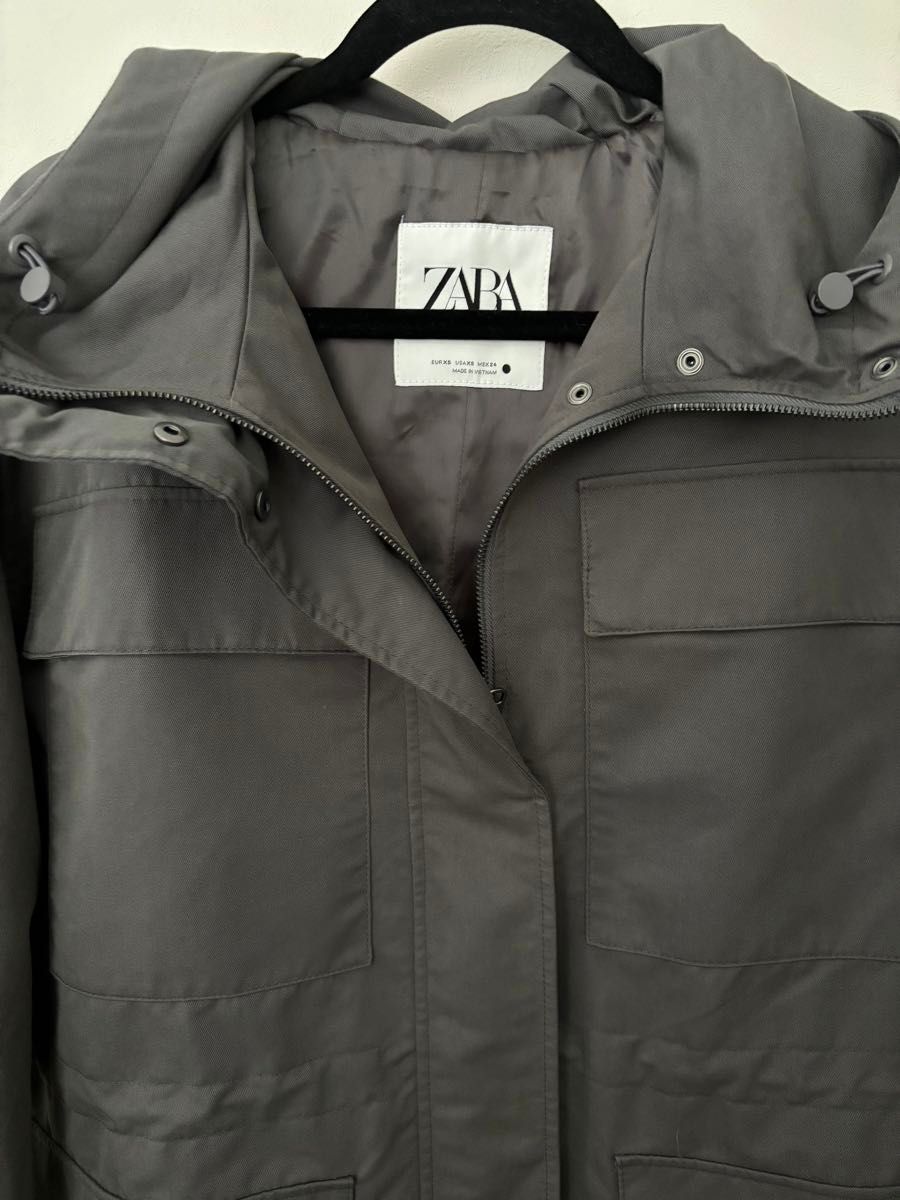 ZARA フード付きブルゾン　グレー モッズコート コート ジャケット